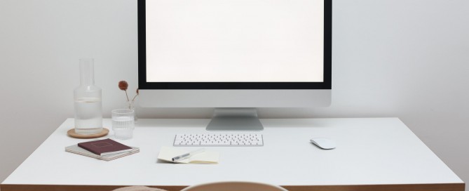 Free Stylish workspace with computer and simple furniture Stock Photo